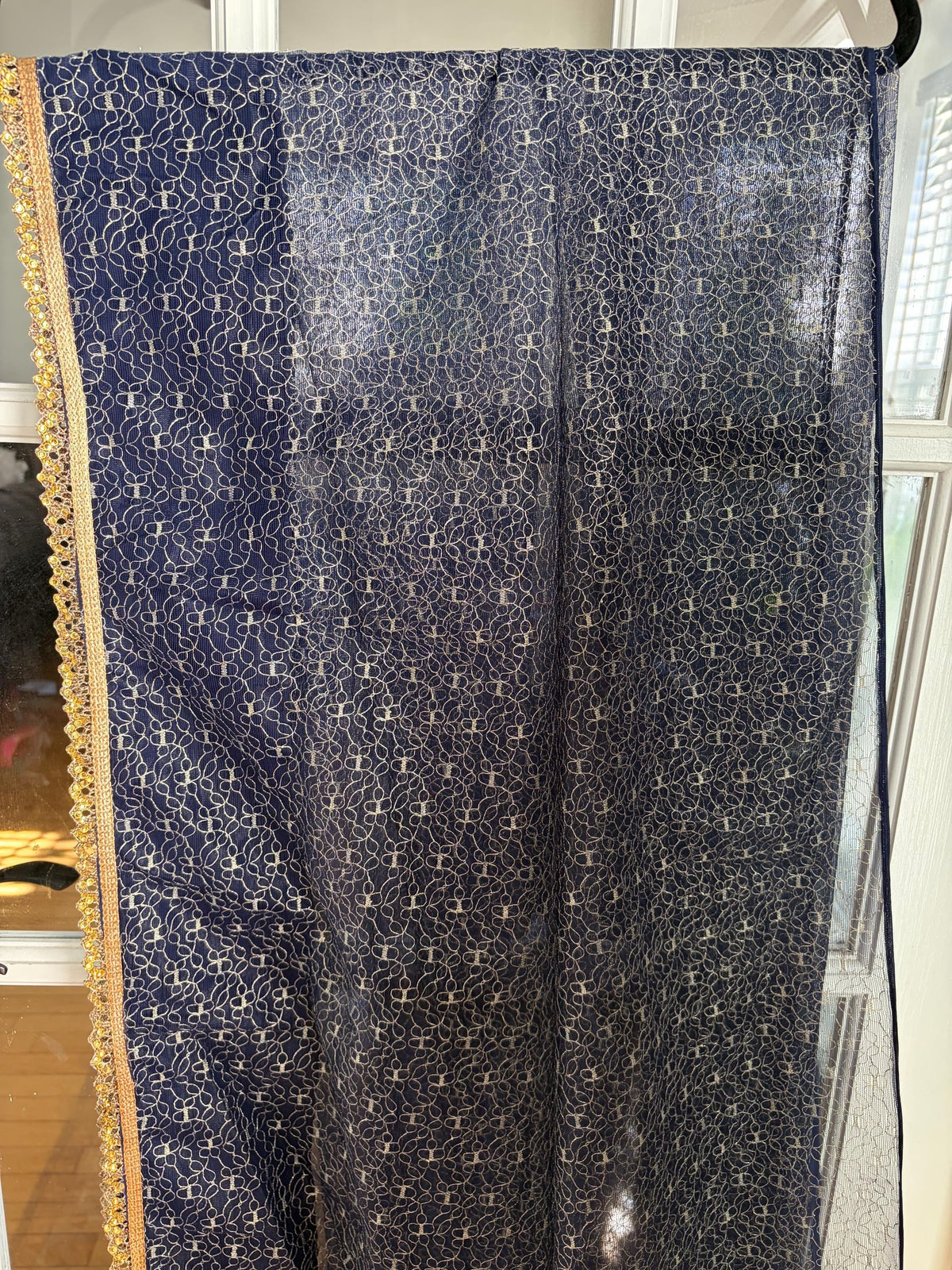 Grayish Blue and Cream Designer Saree