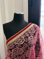 Pink and Cream Designer Wedding Saree