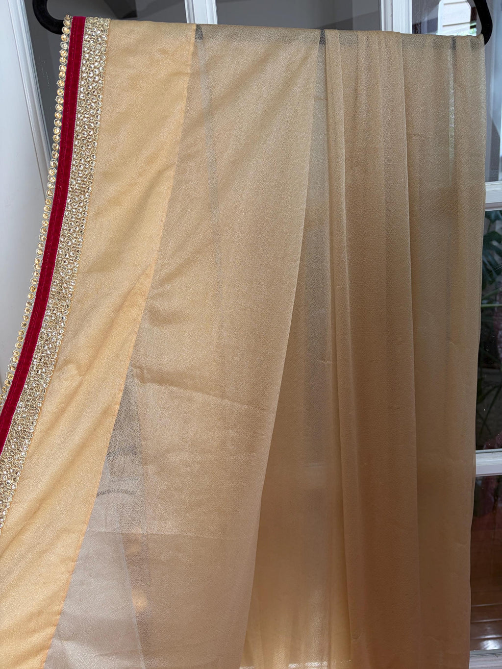 Pink and Cream Designer Wedding Saree