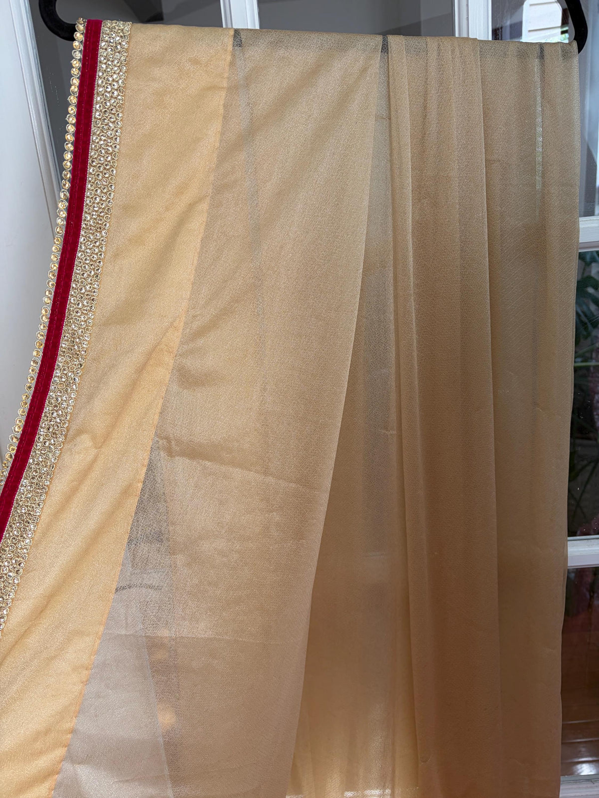 Pink and Cream Designer Wedding Saree