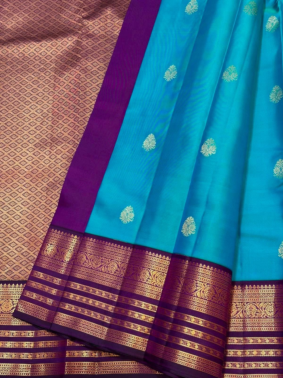 Sky Blue Bridal Kanchipuram Silk Saree
