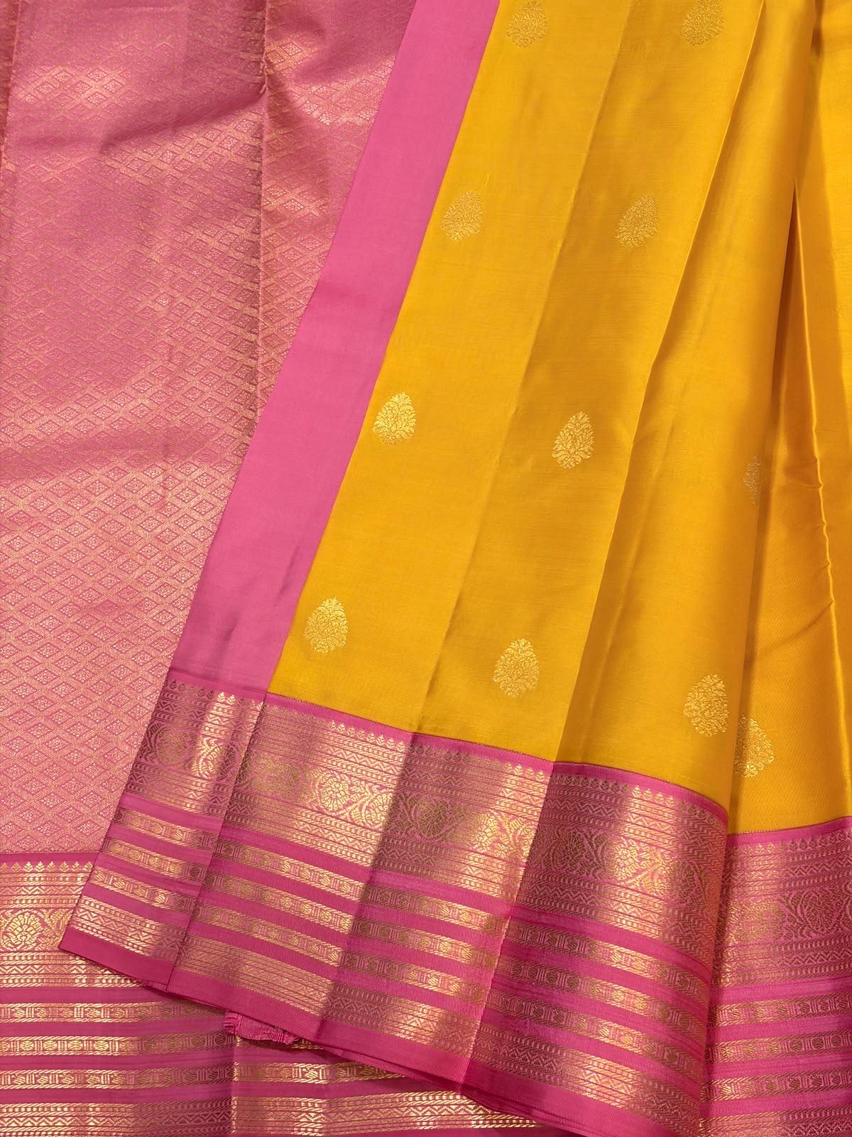Mustard Yellow Bridal Kanchipuram Silk Saree