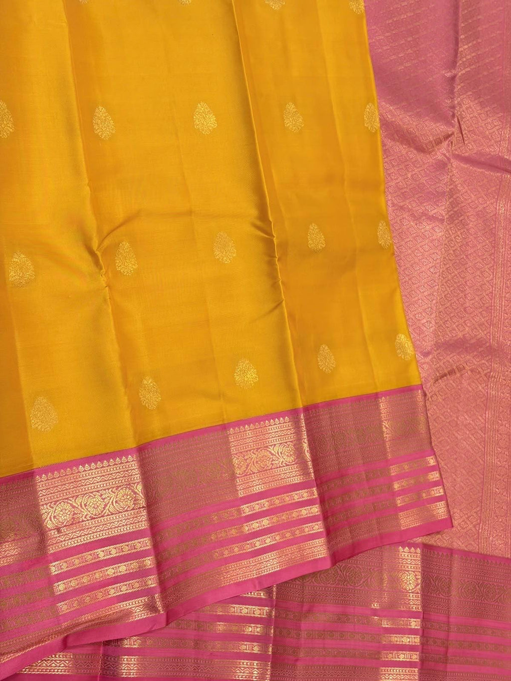 Mustard Yellow Bridal Kanchipuram Silk Saree