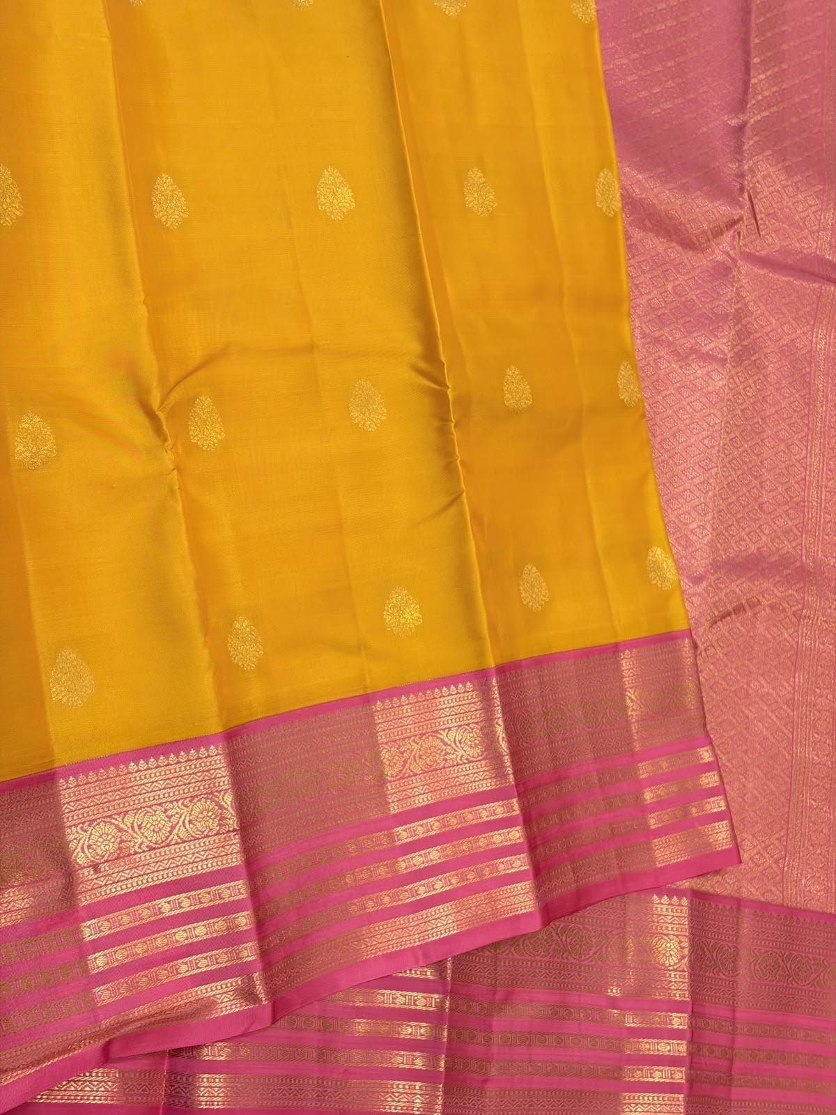 Mustard Yellow Bridal Kanchipuram Silk Saree
