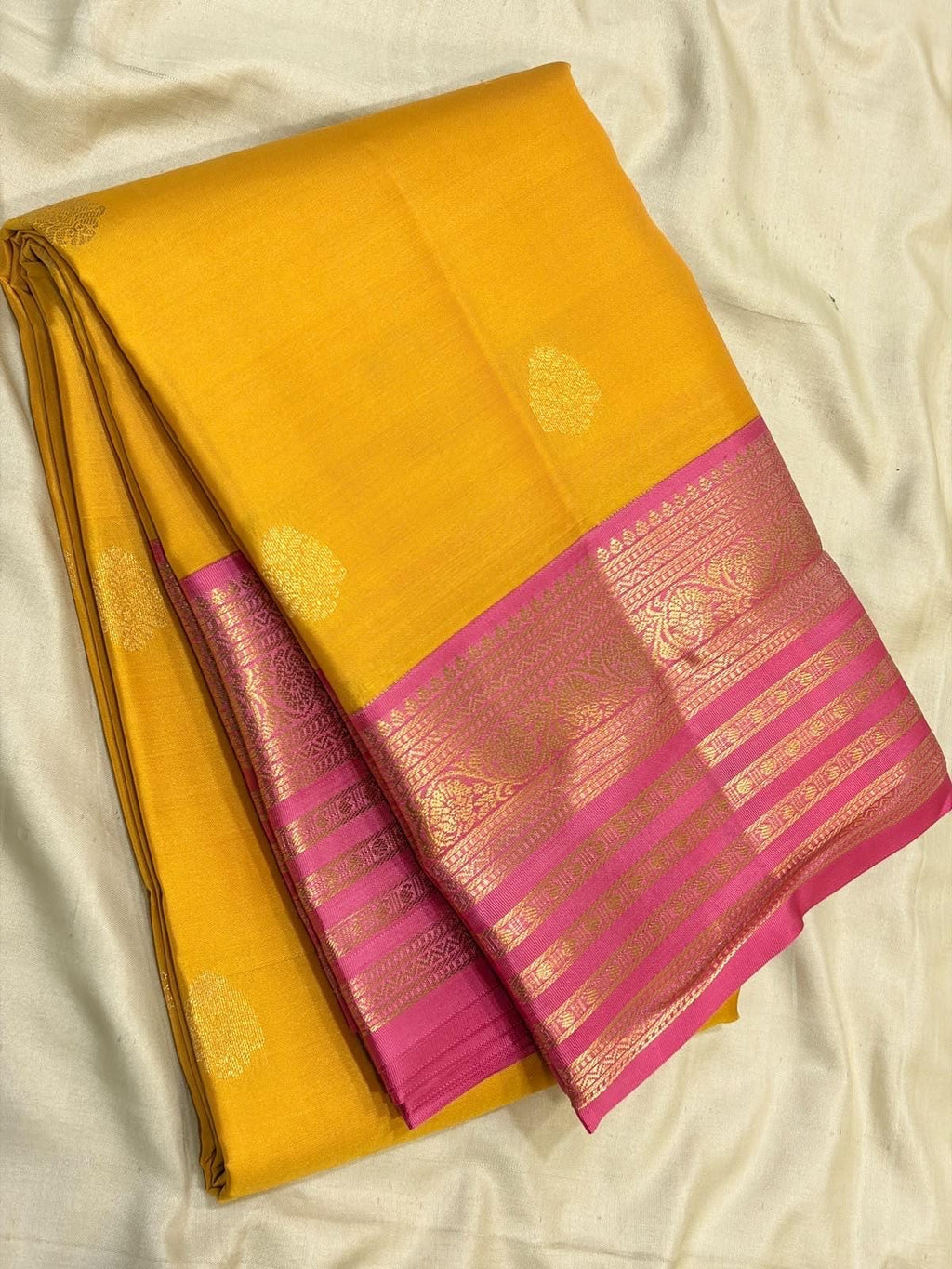 Mustard Yellow Bridal Kanchipuram Silk Saree