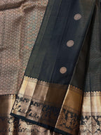 Black Korvai Kanchipuram Silk Saree
