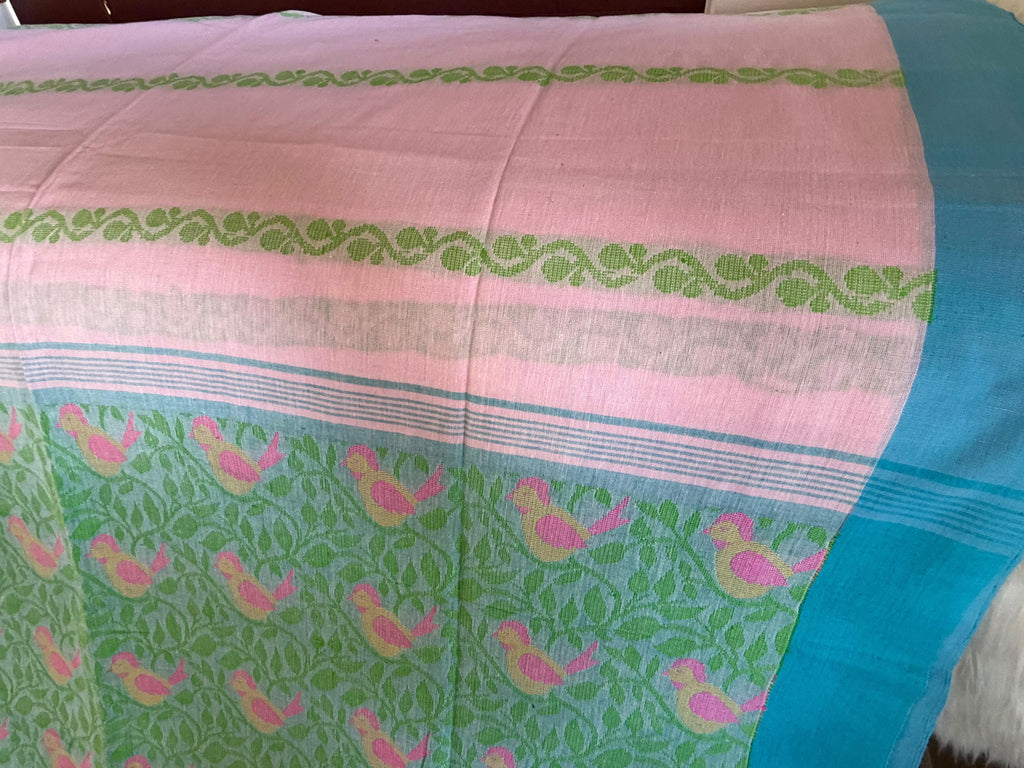 Baby Pink Cotton Handloom Saree