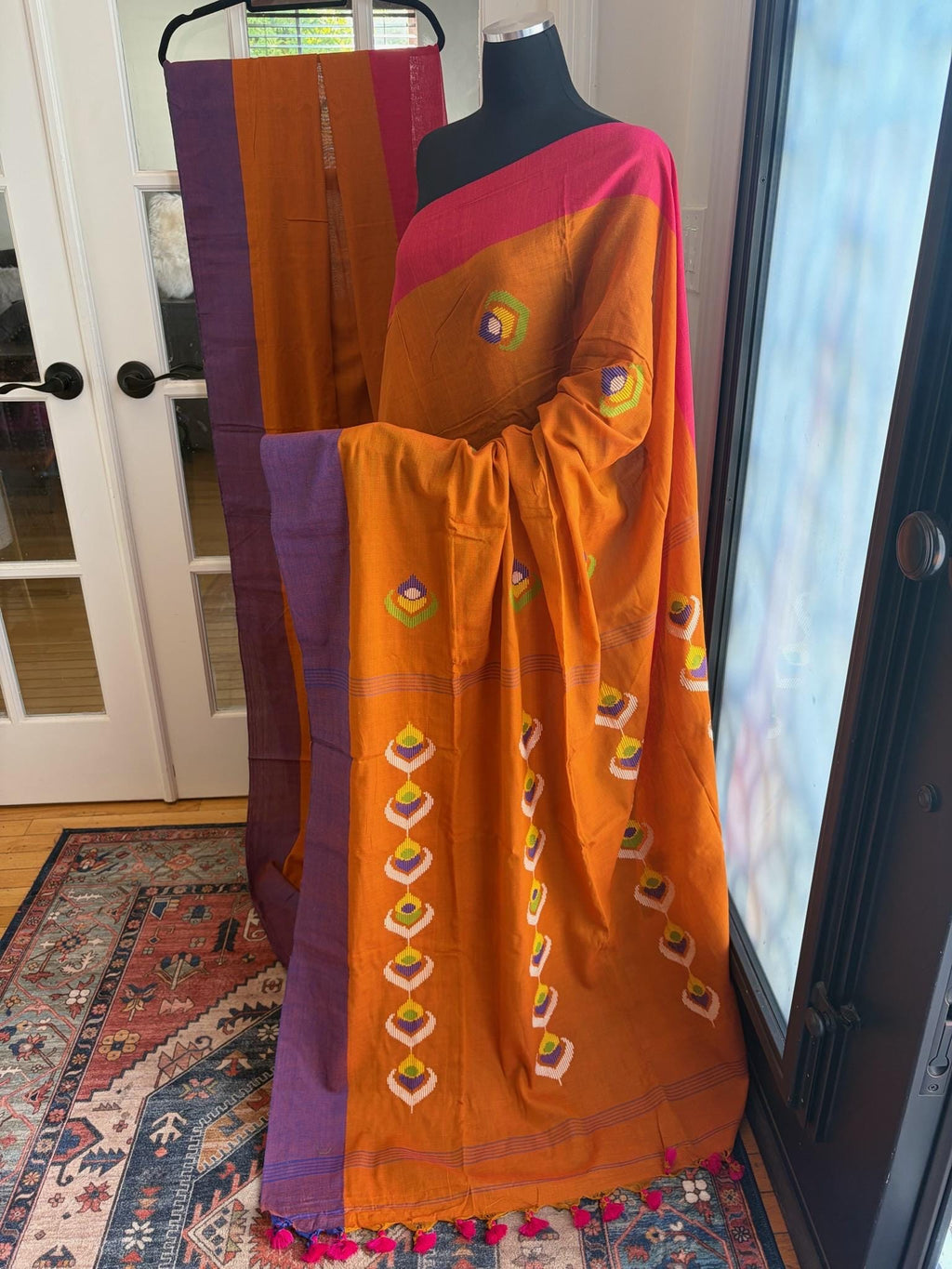 Mustard Yellow Cotton Handloom Saree