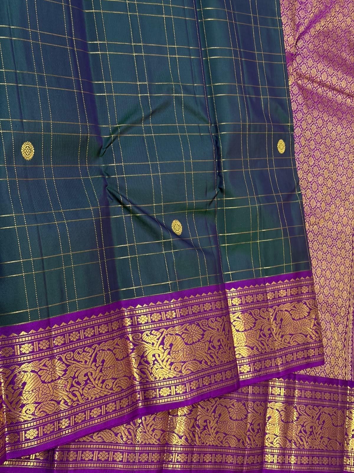 Lavender Bridal Kanchipuram Silk Saree