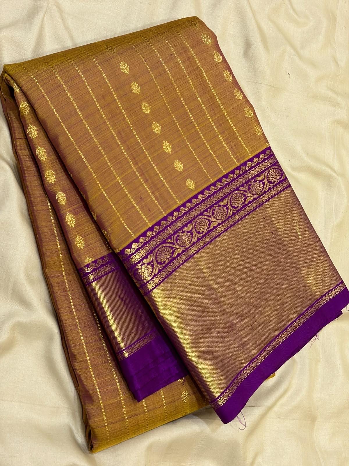 Lavender Bridal Kanchipuram Silk Saree