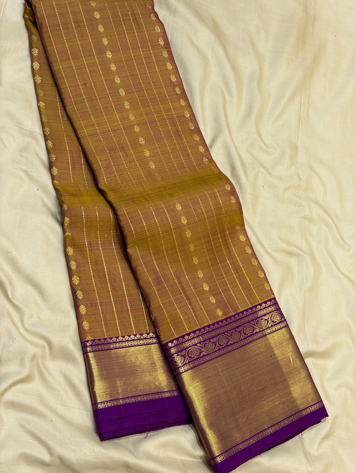 Lavender Bridal Kanchipuram Silk Saree