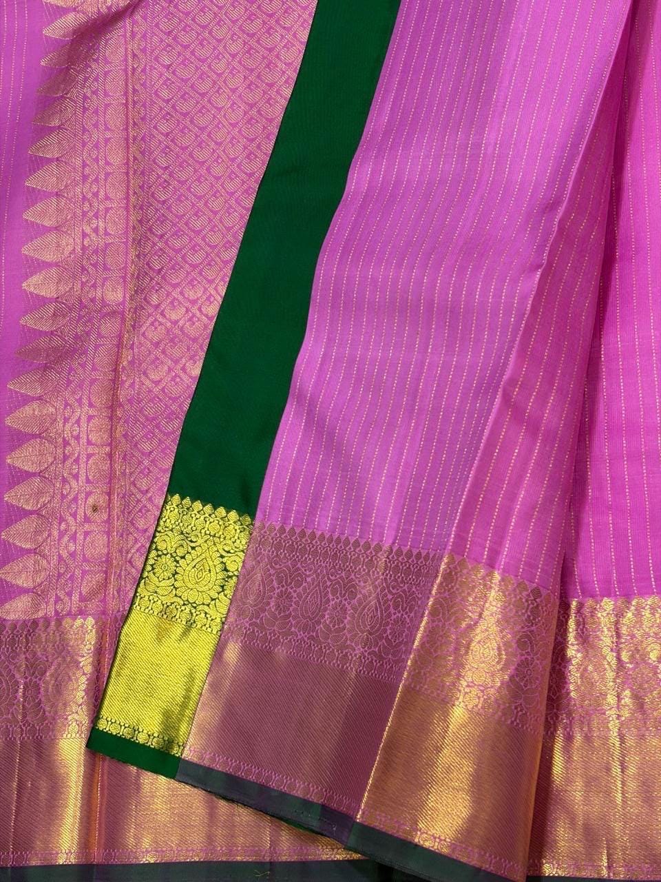 Lavender Bridal Kanchipuram Silk Saree