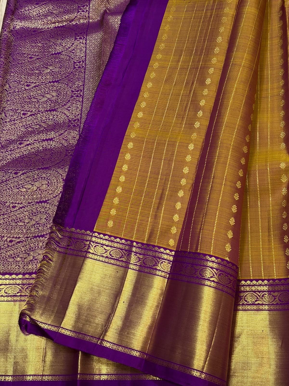 Lavender Bridal Kanchipuram Silk Saree