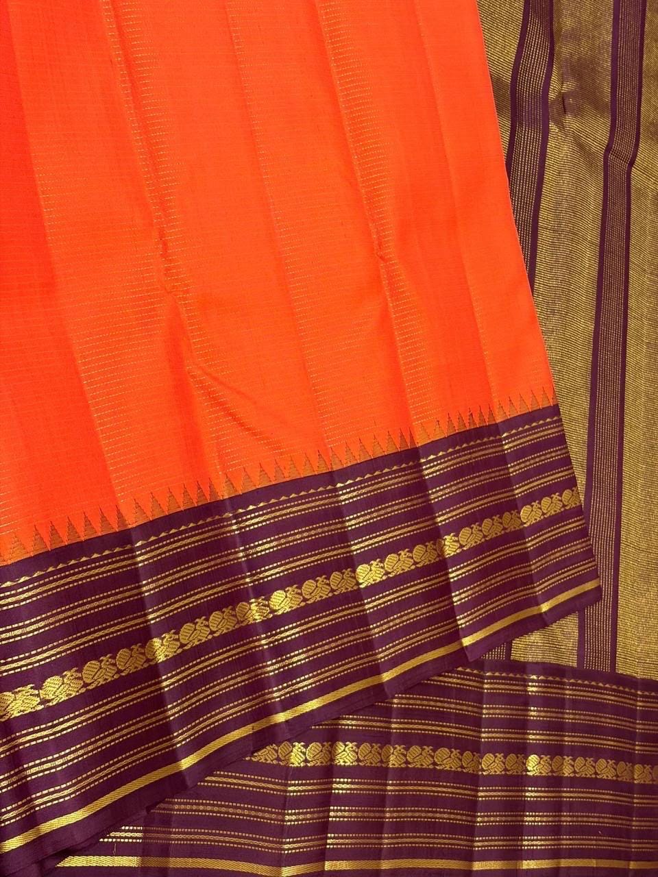 Bridal Orange Kanchipuram Silk Wedding Saree