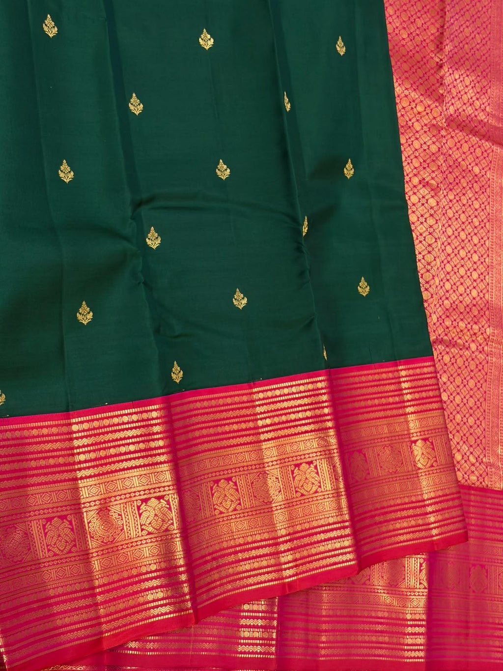 Bottle Green Bridal Kanchipuram Silk Saree