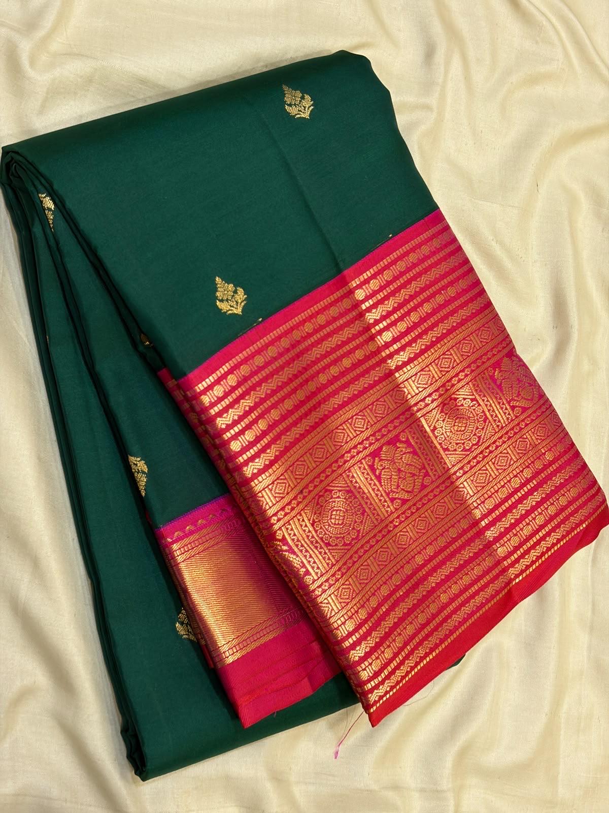 Bottle Green Bridal Kanchipuram Silk Saree