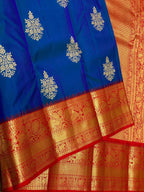 Royal Blue Kanchipuram Silk Saree with Red Korvai Border