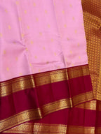 Baby Pink Kanchipuram Silk Saree with Maroon Korvai Border