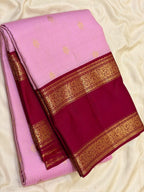 Baby Pink Kanchipuram Silk Saree with Maroon Korvai Border