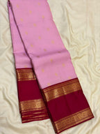 Baby Pink Kanchipuram Silk Saree with Maroon Korvai Border
