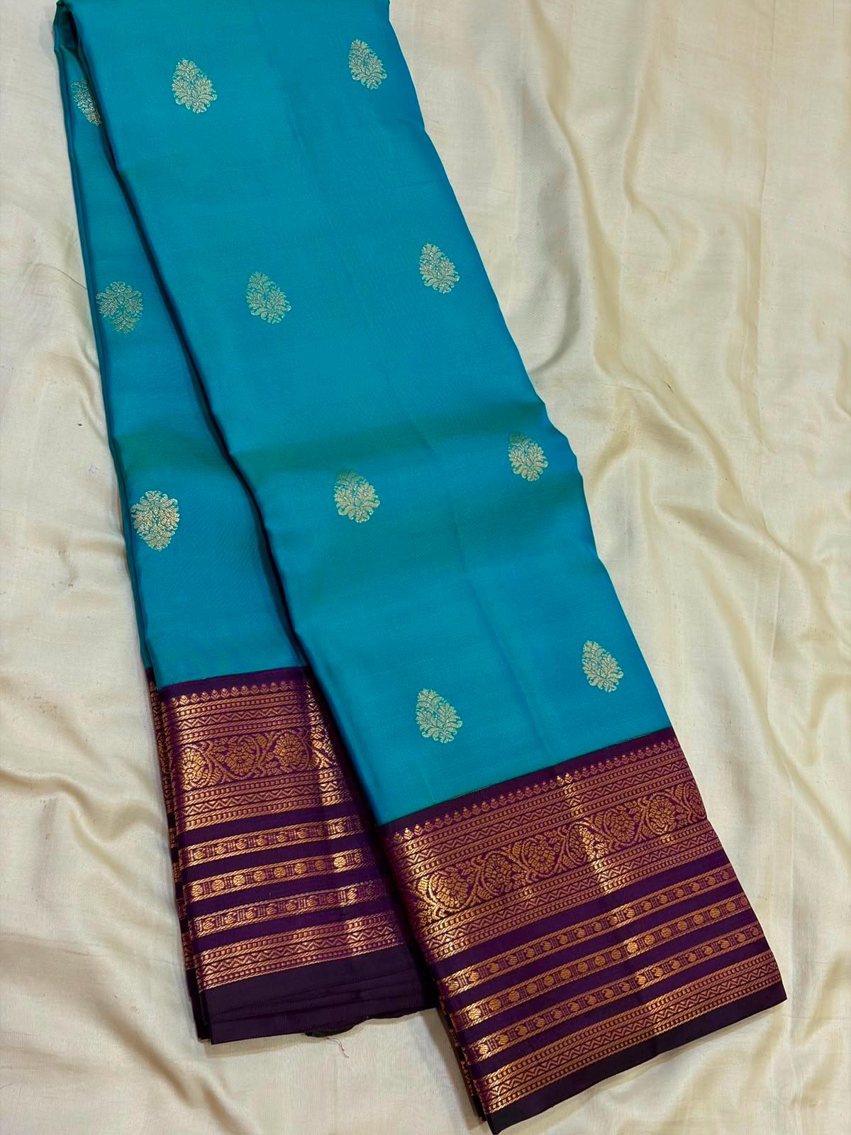 Sky Blue Bridal Kanchipuram Silk Saree