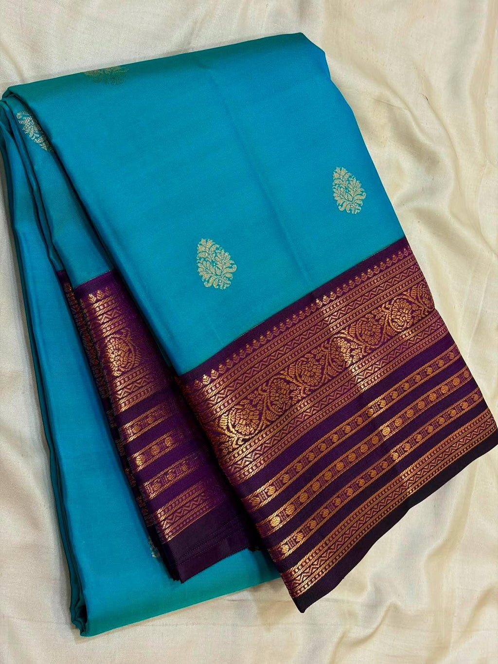 Sky Blue Bridal Kanchipuram Silk Saree