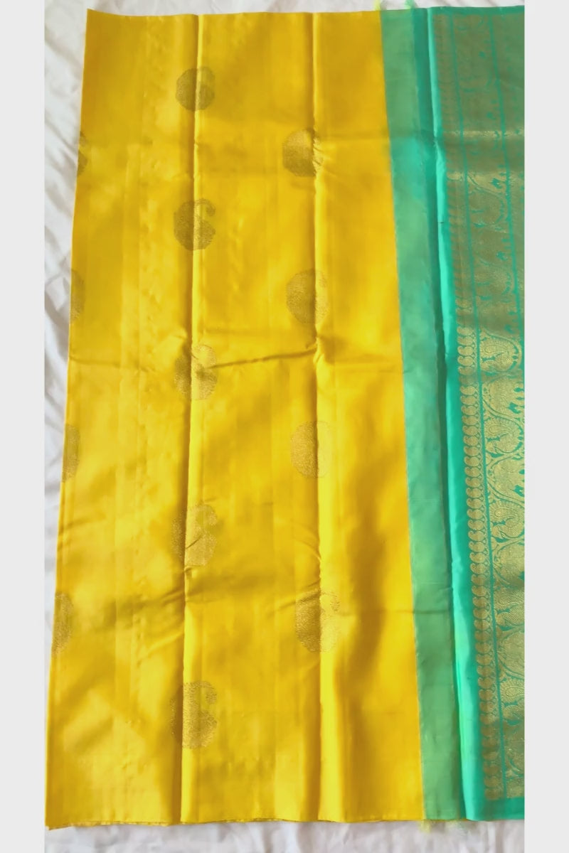 Haldi Ceremony Saree Kanchipuram Silk Saree for Women Wedding Sari Kanjeevaram