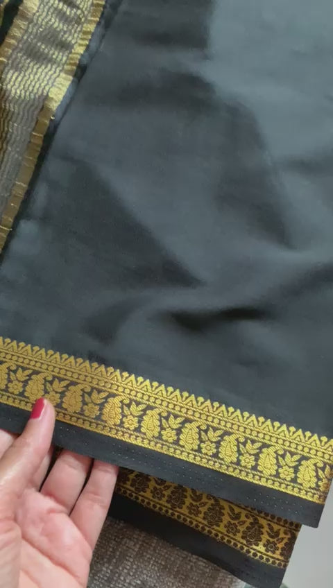 Cocktail Black Mysore Silk Saree