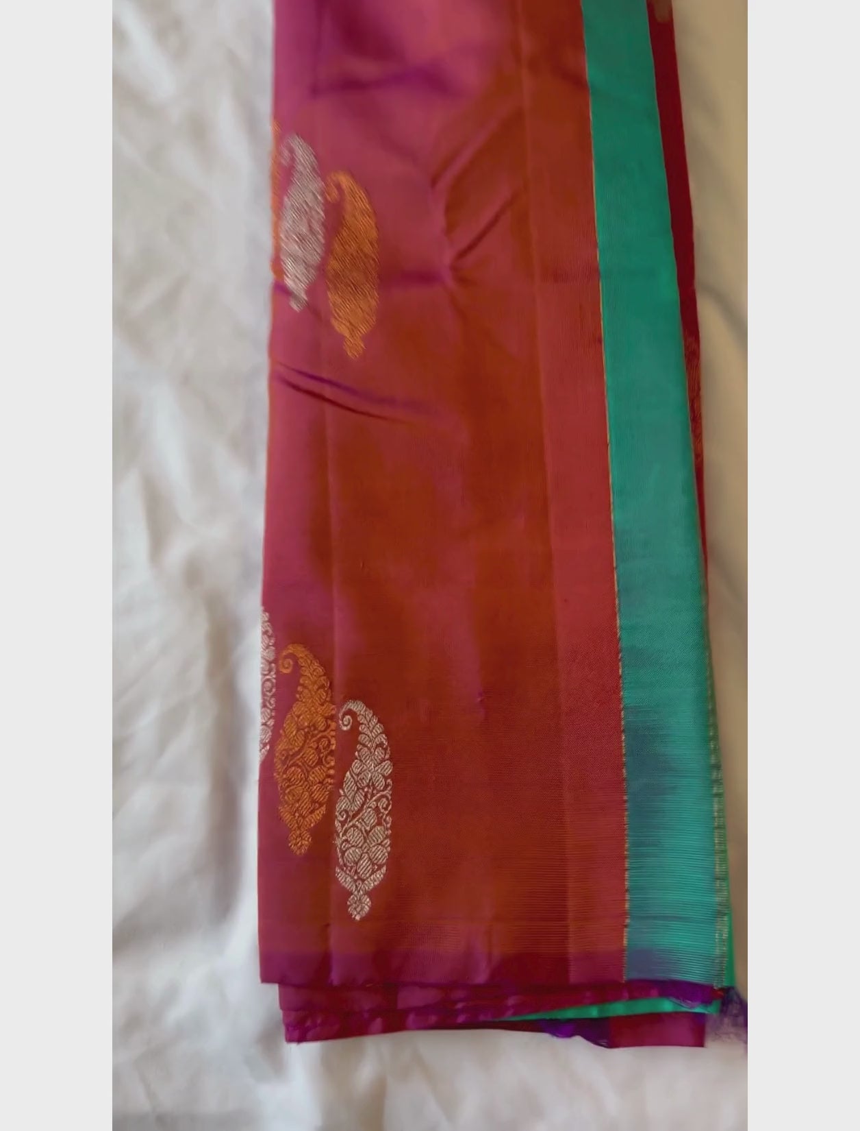 Wedding Brick Red Pink Dual Tone Kanchipuram Handloom Pure Silk Saree