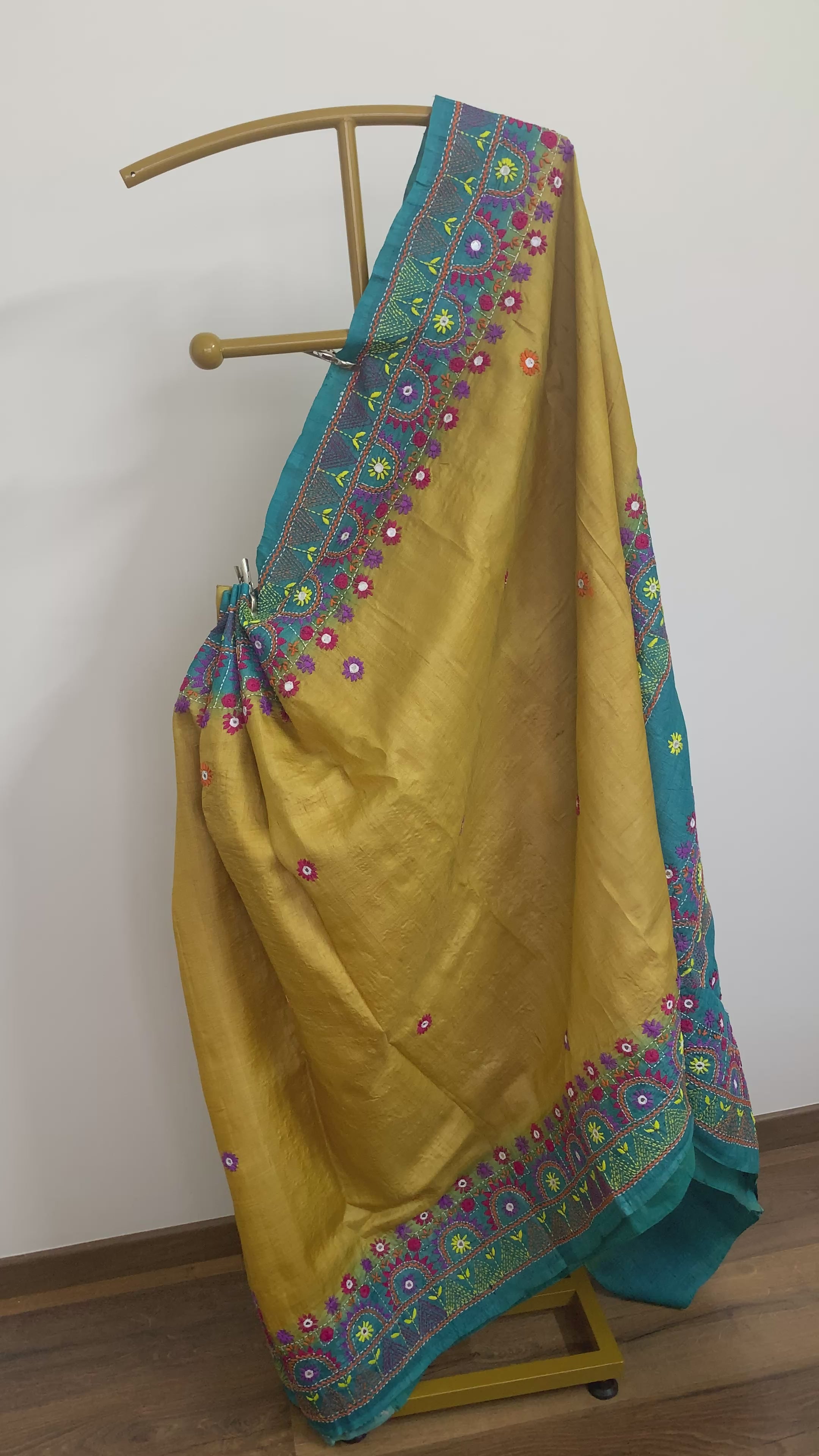 Mustard Yellow Lambani Tussar Silk Saree