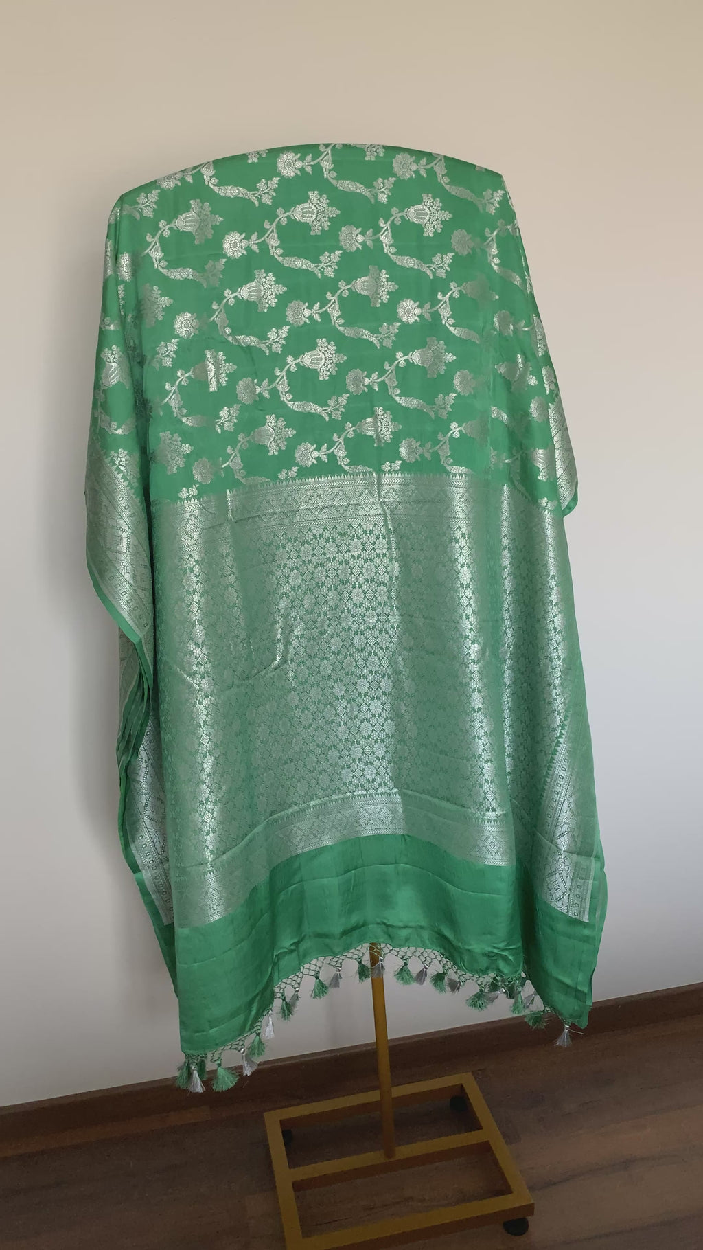 Jade Green Banarasi Mashru Silk Saree