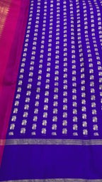 Chakra Blue and Rani Pink Handloom Gadwal Silk Saree