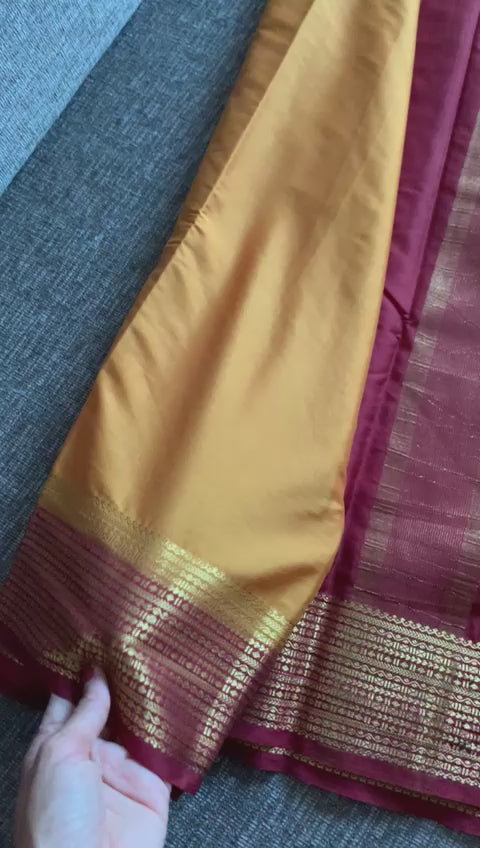 Golden Yellow Mysore Silk Saree