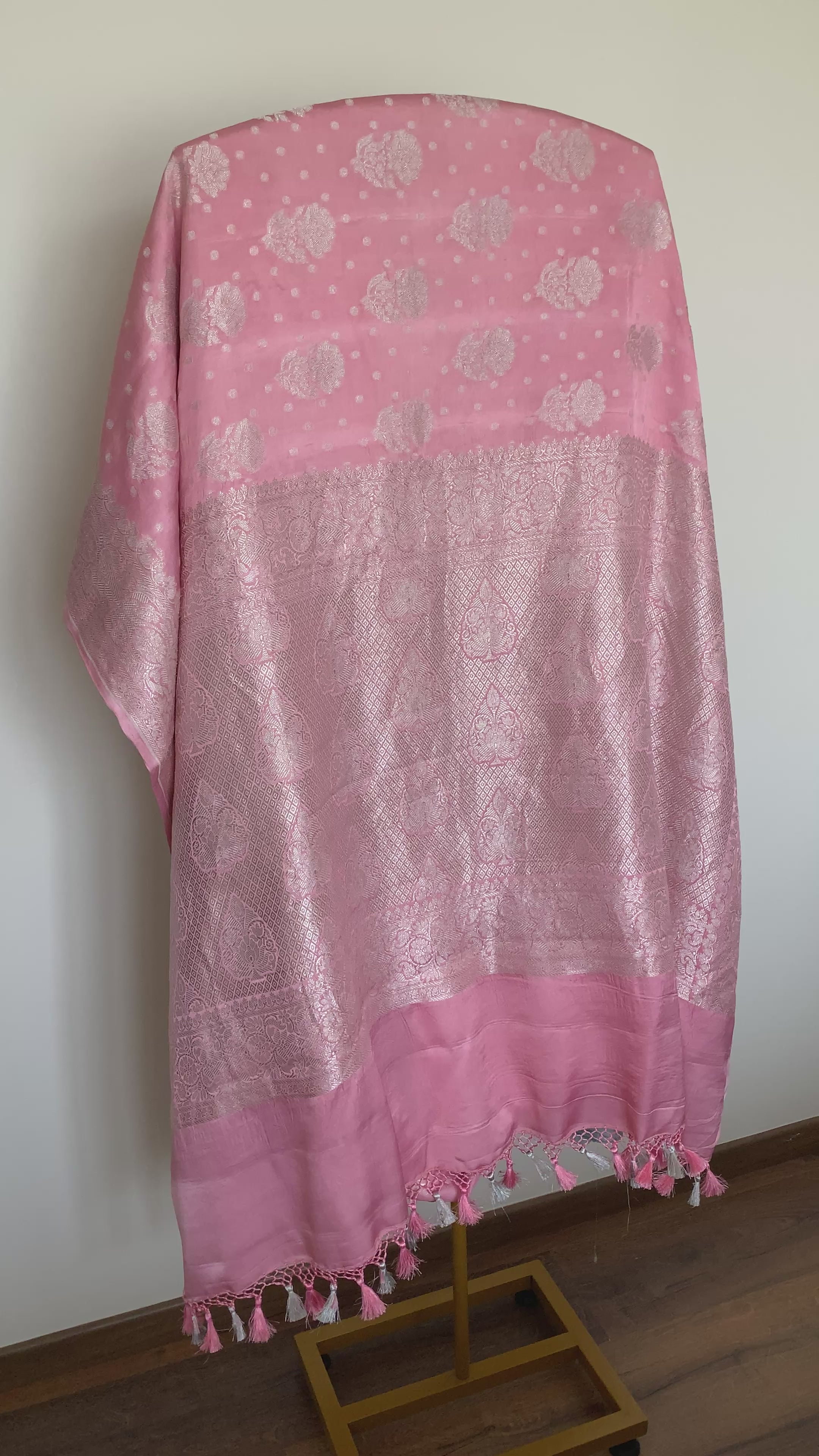 Blush Pink Banarasi Mashru Silk Saree