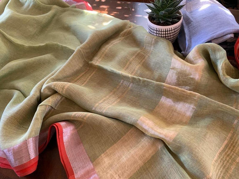 Organic Linen Saree reviewed by Vidoula