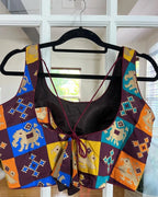 Multicolor Checkered Patola Design Banarasi Blouse
