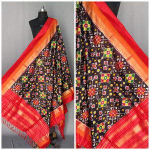 Black Ikat Silk Dupatta