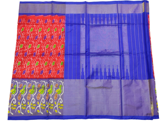 Red Pochampally Ikat Silk Saree