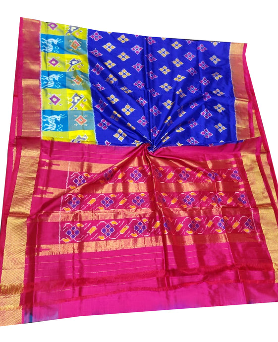 Royal Blue Handloom Pochampally Ikat Pure Silk Saree