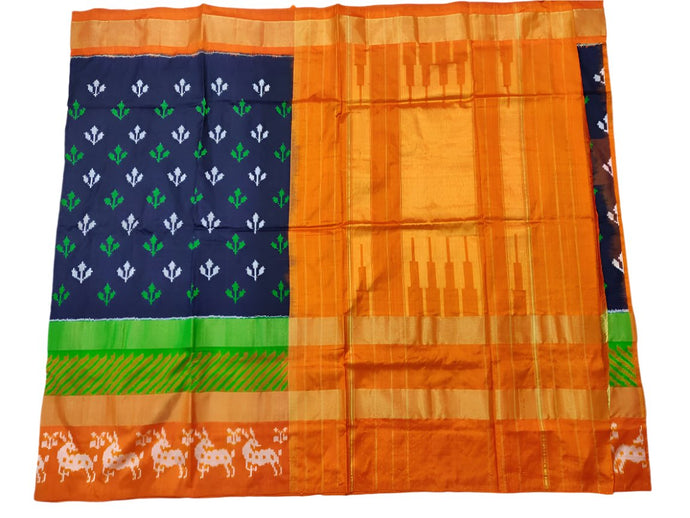 Navy Blue Pochampally Ikat Silk Saree