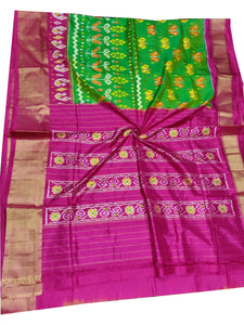 Green Handloom Pochampally Ikat Pure Silk Saree