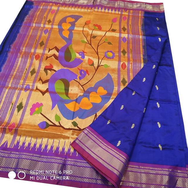 Royal Blue Paithani Silk Saree