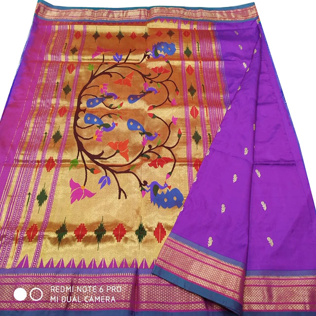 Purple Paithani Silk Saree