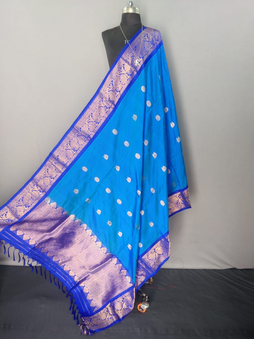 Blue Kanchipuram Silk Dupatta