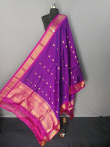 Purple and Pink Kanchipuram Silk Dupatta