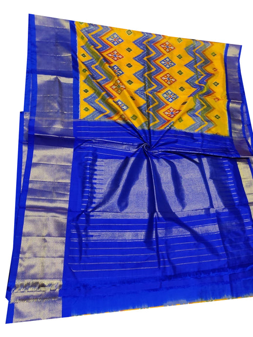 Yellow Handloom Pochampally Ikat Pure Silk Saree