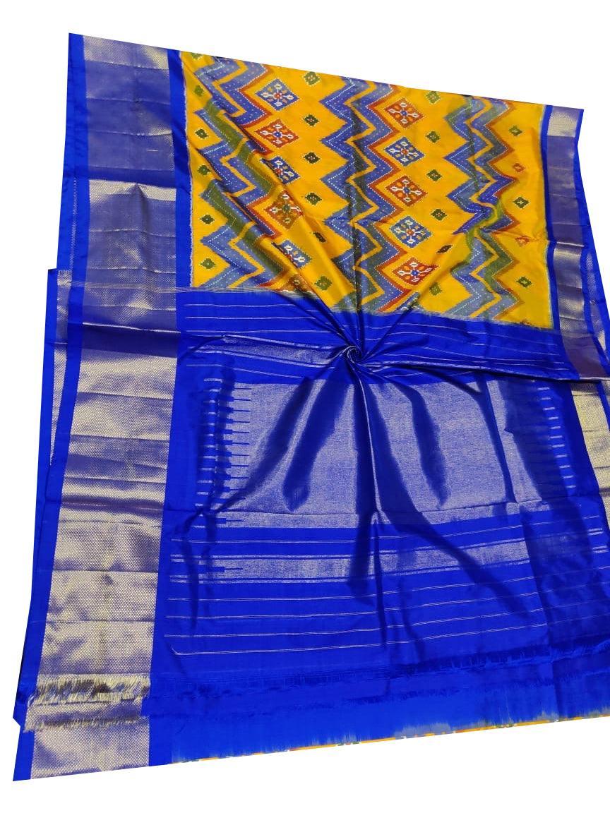 Yellow Handloom Pochampally Ikat Pure Silk Saree