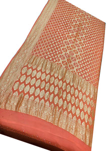 Orange Bandhani Silk Saree