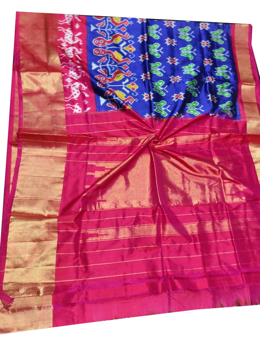 Dark Blue Handloom Pochampally Ikat Pure Silk Saree