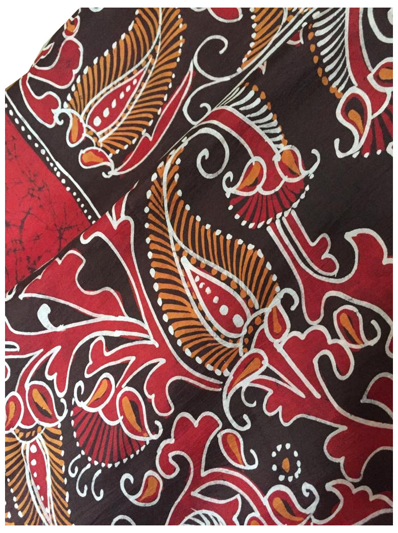 Maroon Red Batik Silk Saree